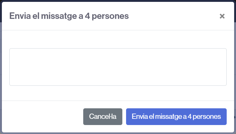 Formulari per redactar i enviar un missatge des de l'aula