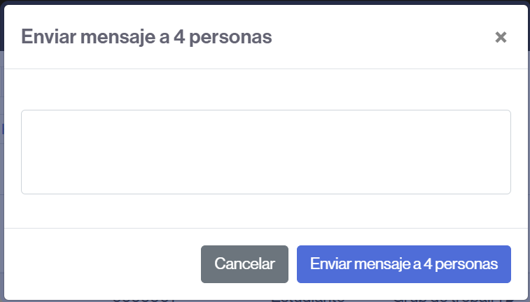 Formulario para redactar y enviar un mensaje desde el aula