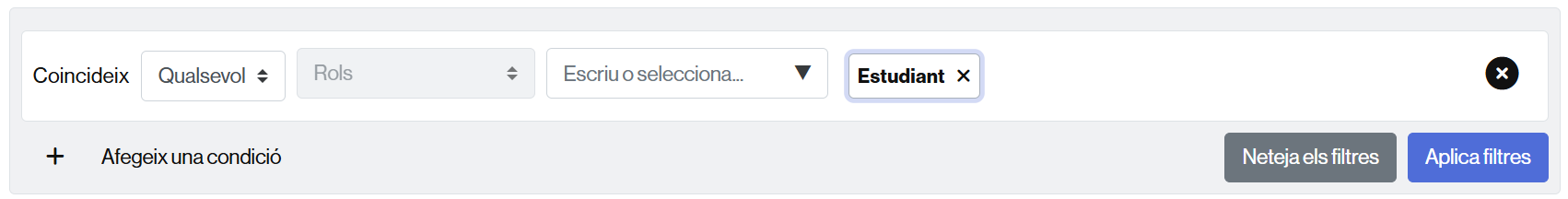 Selecció de les persones amb rol estudiant a l'aula
