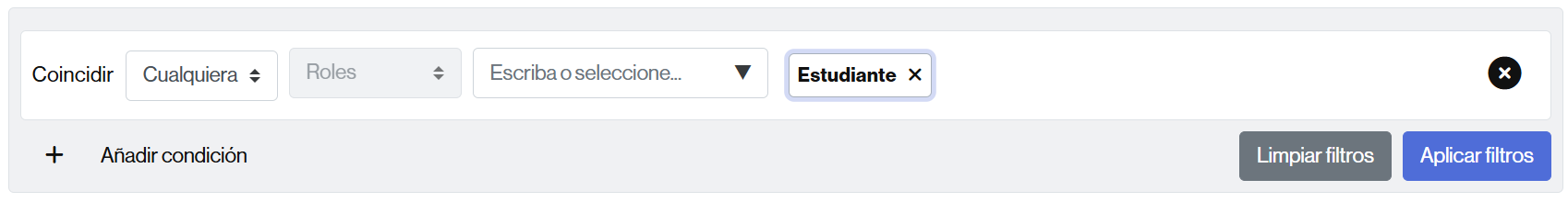 Selección de las personas con rol estudiante en el aula