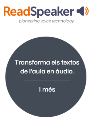Logo Readspeaker y texto Convierte textos de clase en audio