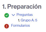 Etapa de preparación de la actividad Cuestionario fuera de línea con el enlace para crear preguntas y formularios