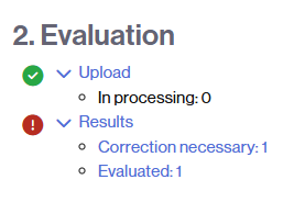 Section where you can access the results of automatic correction