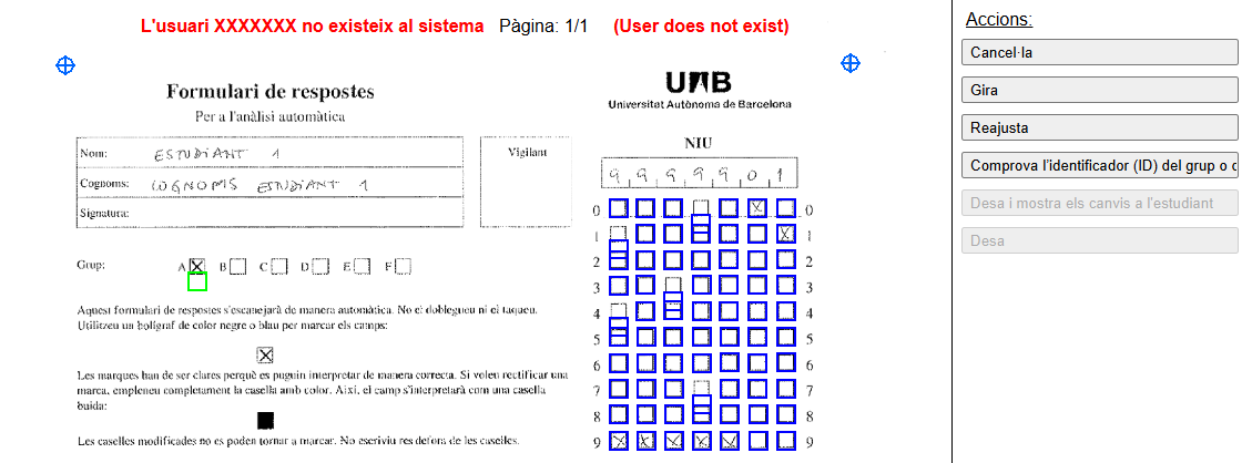 Exemple d'examen on no se detecten correctament les marques del NIU