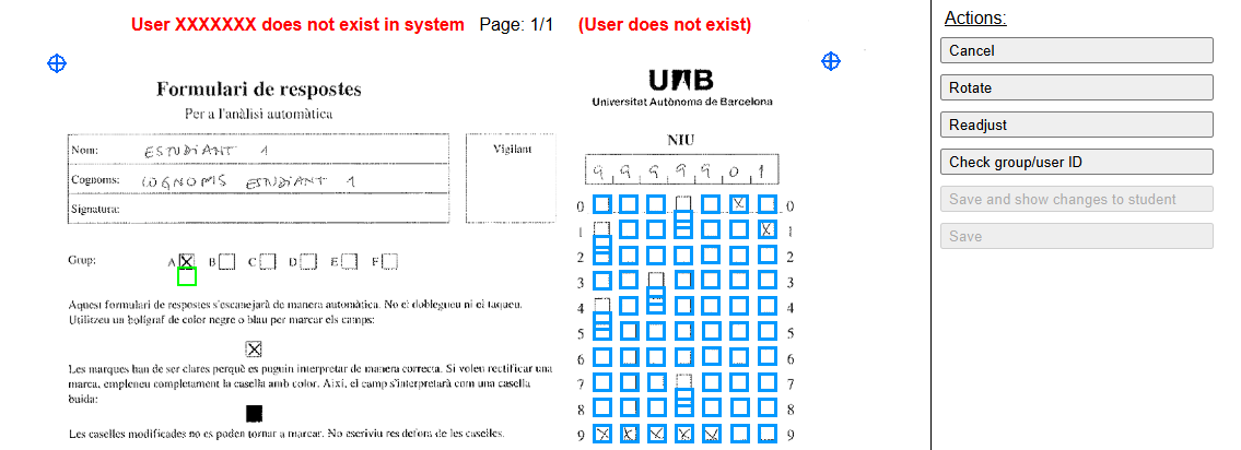 Example of an exam where the NIU marks are not correctly detected