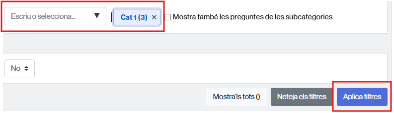 Cerca de les preguntes que conté una categoria
