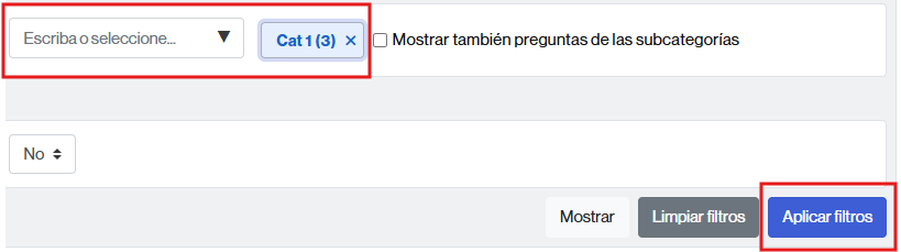 Búsqueda de las preguntas que contiene una categoria