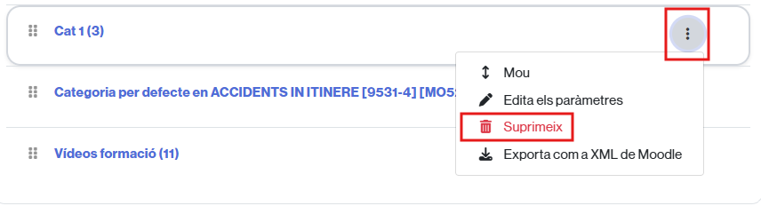Enllaç per suprimir una categoria