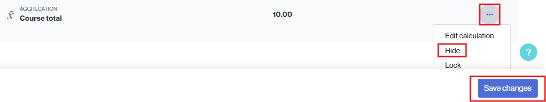 Link to hide the overall classroom grade