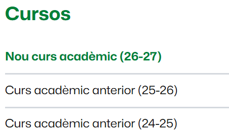 Accés a les aules del nou curs acadèmic 2026-2027