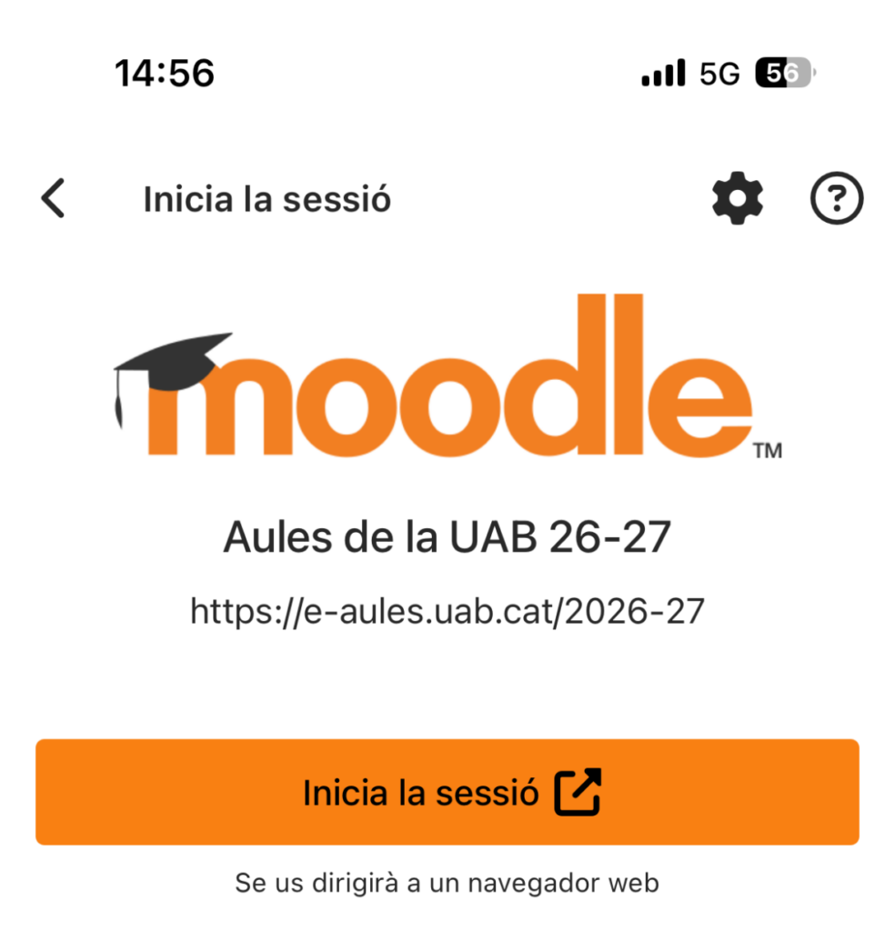 Pantalla d'inici de sessió als serveis de la UAB